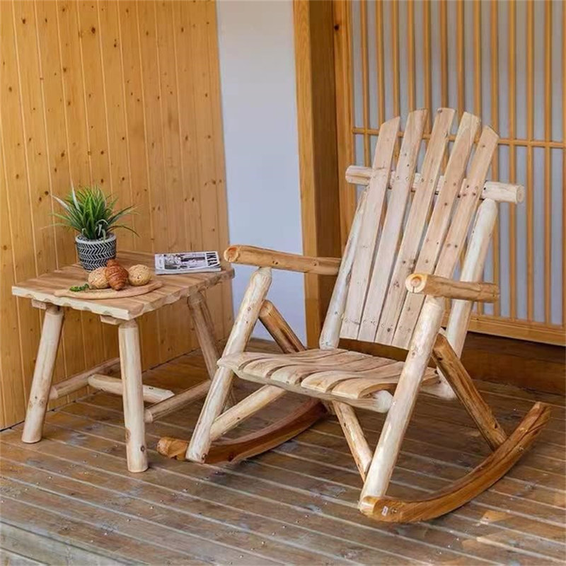 Loon Peak Remigio Rustic Log Rocker Outdoor Wooden Rocking Chair for Porch Patio Indoor Use Brown Reviews Wayfair